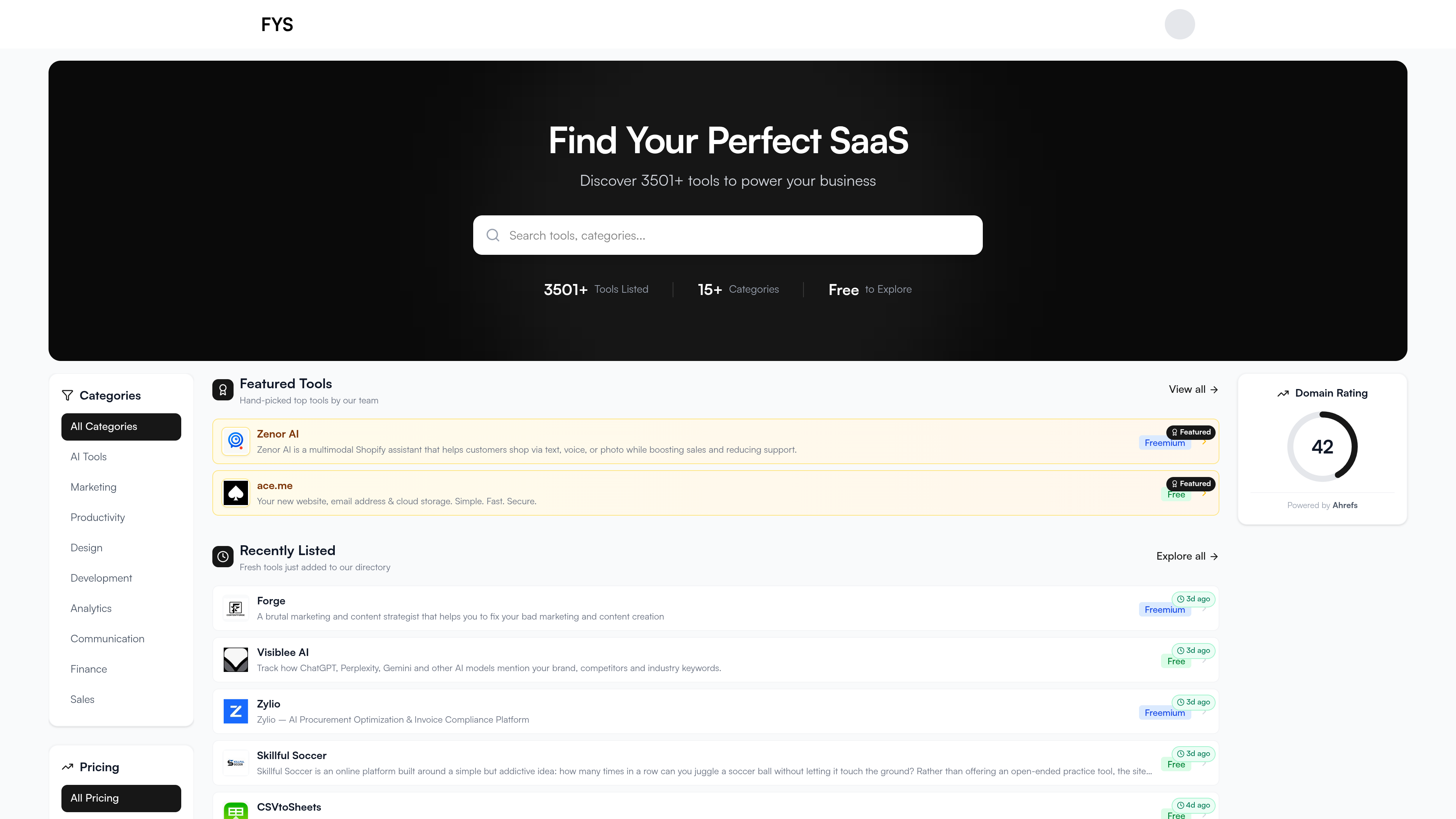 FindYourSaaS website preview