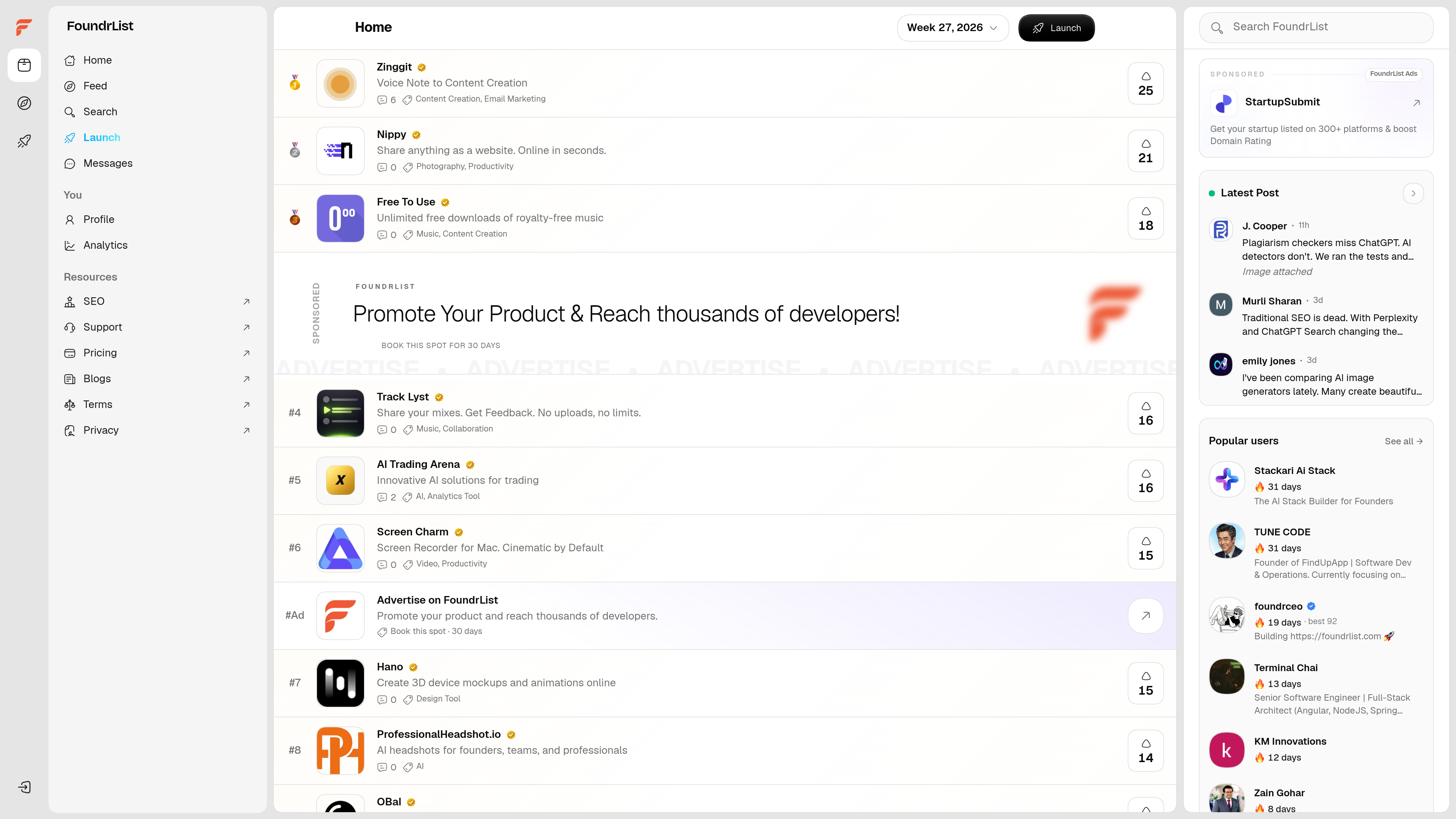 FoundrList website preview