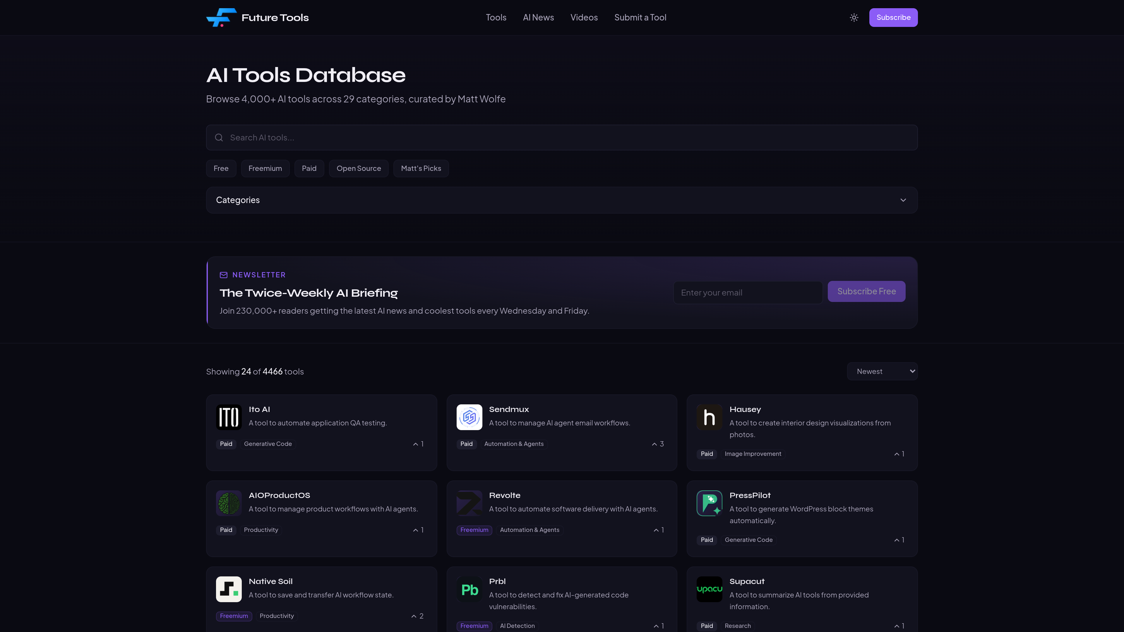 Future Tools website preview