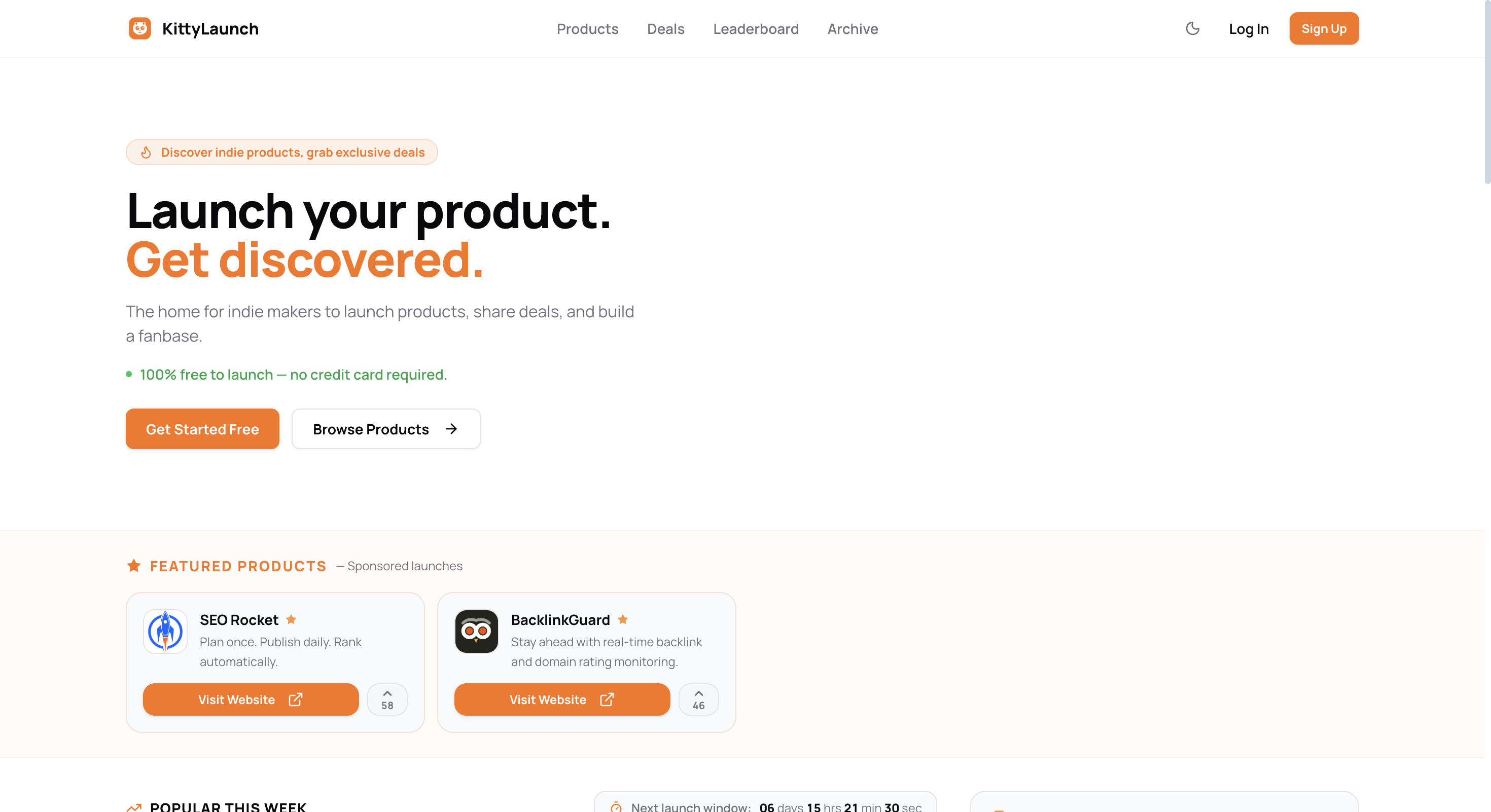 KittyLaunch website preview