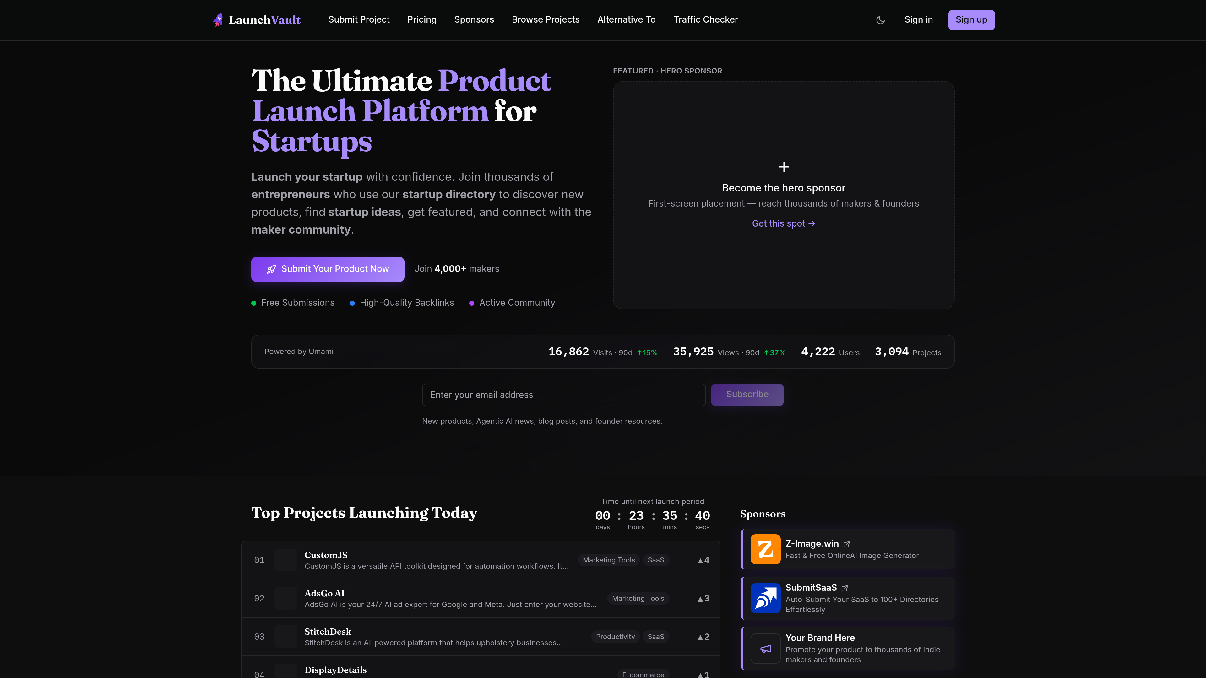 Launch Vault website preview