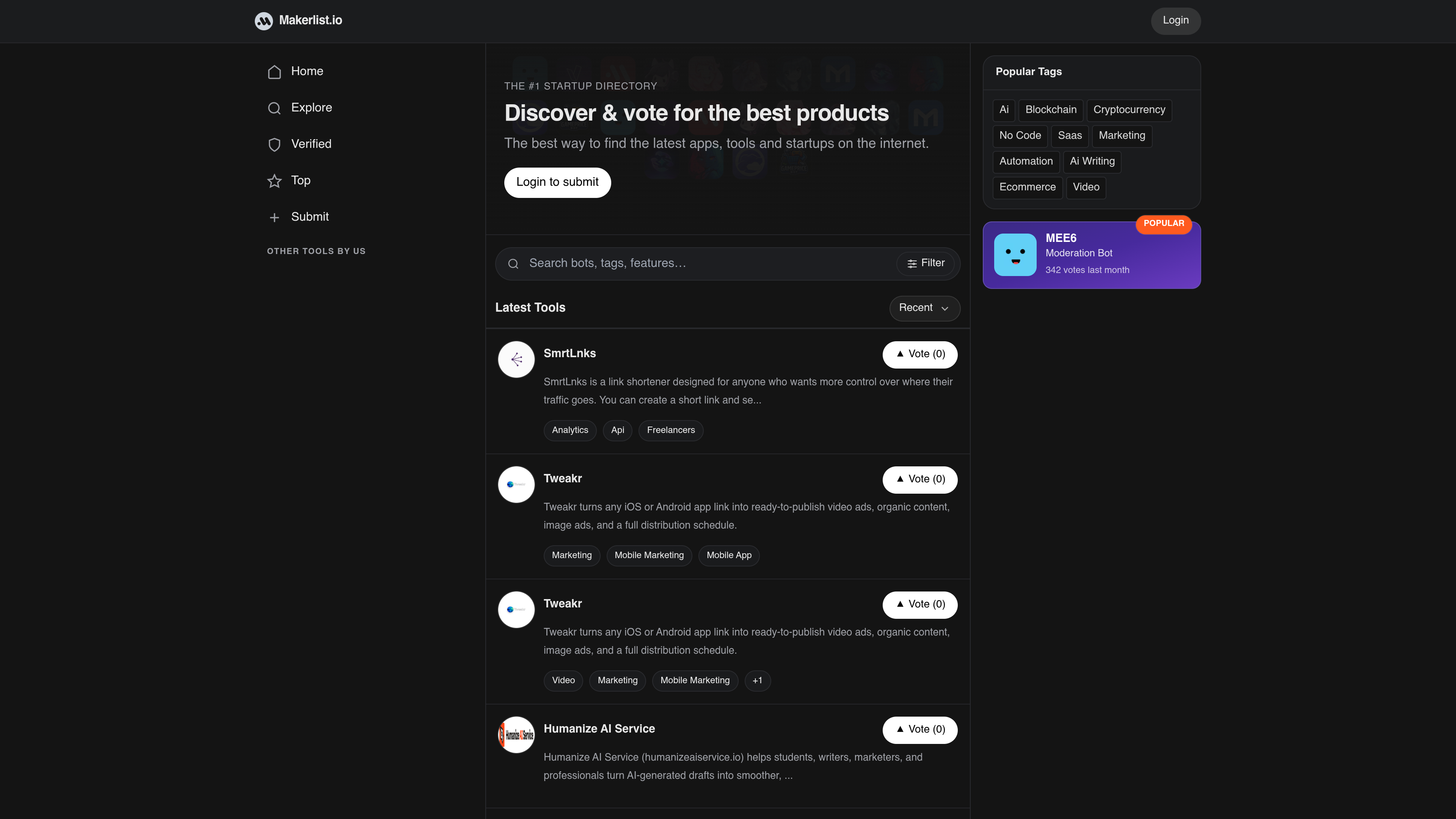 Makerlist.io website preview