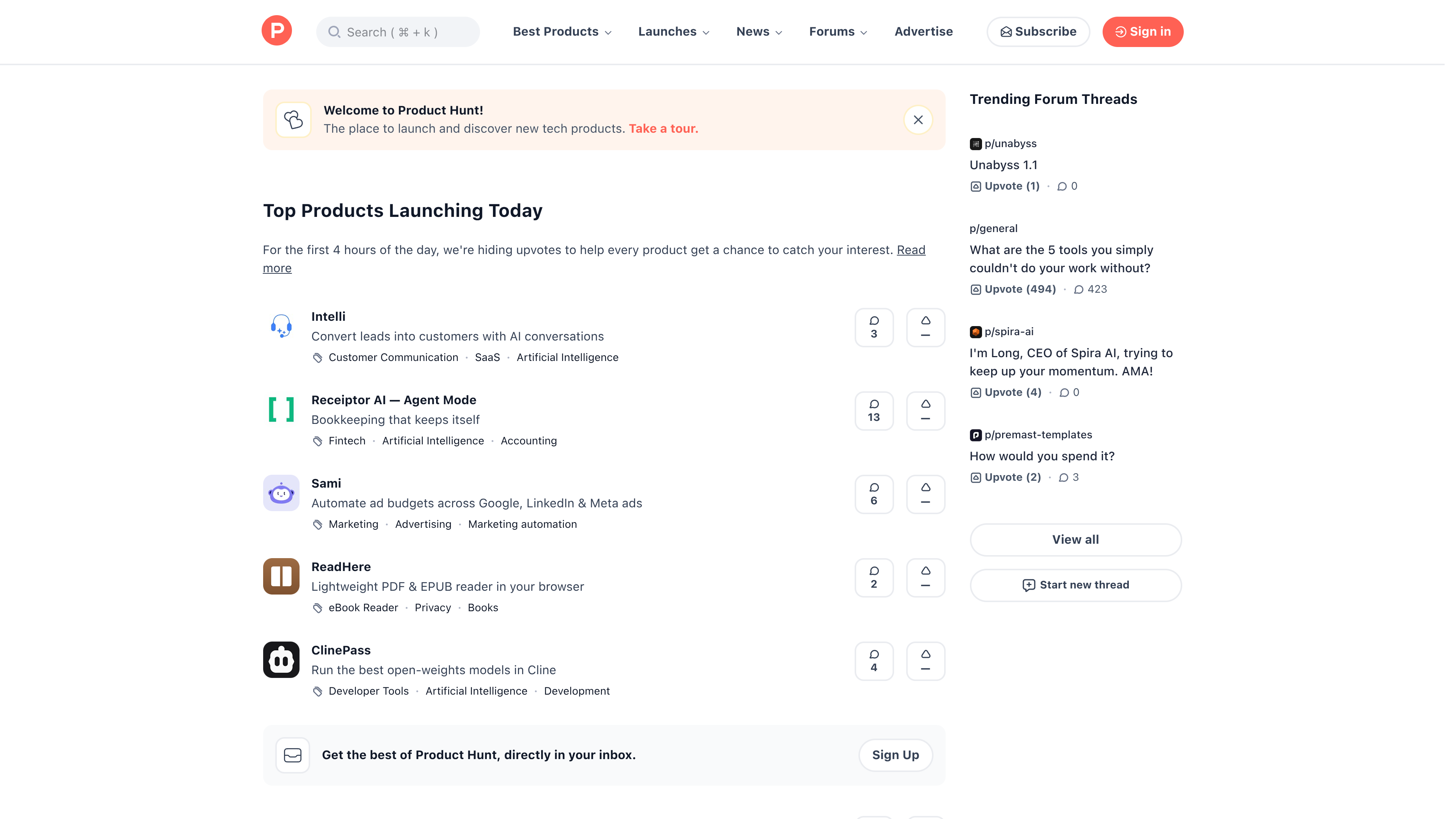 Product Hunt website preview