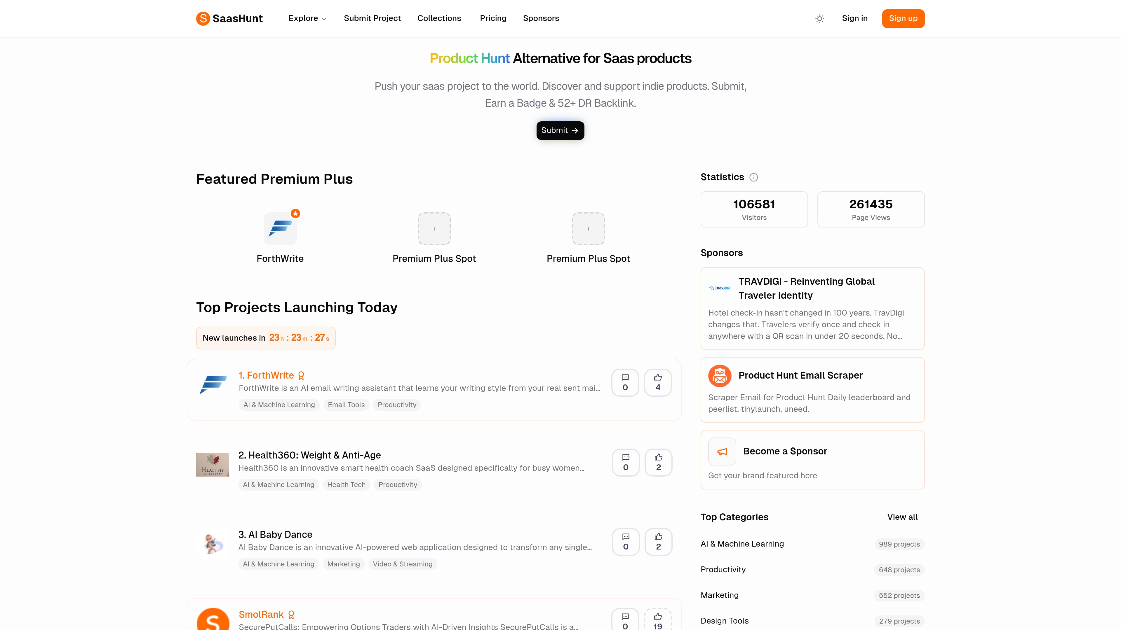 SaasHunt website preview