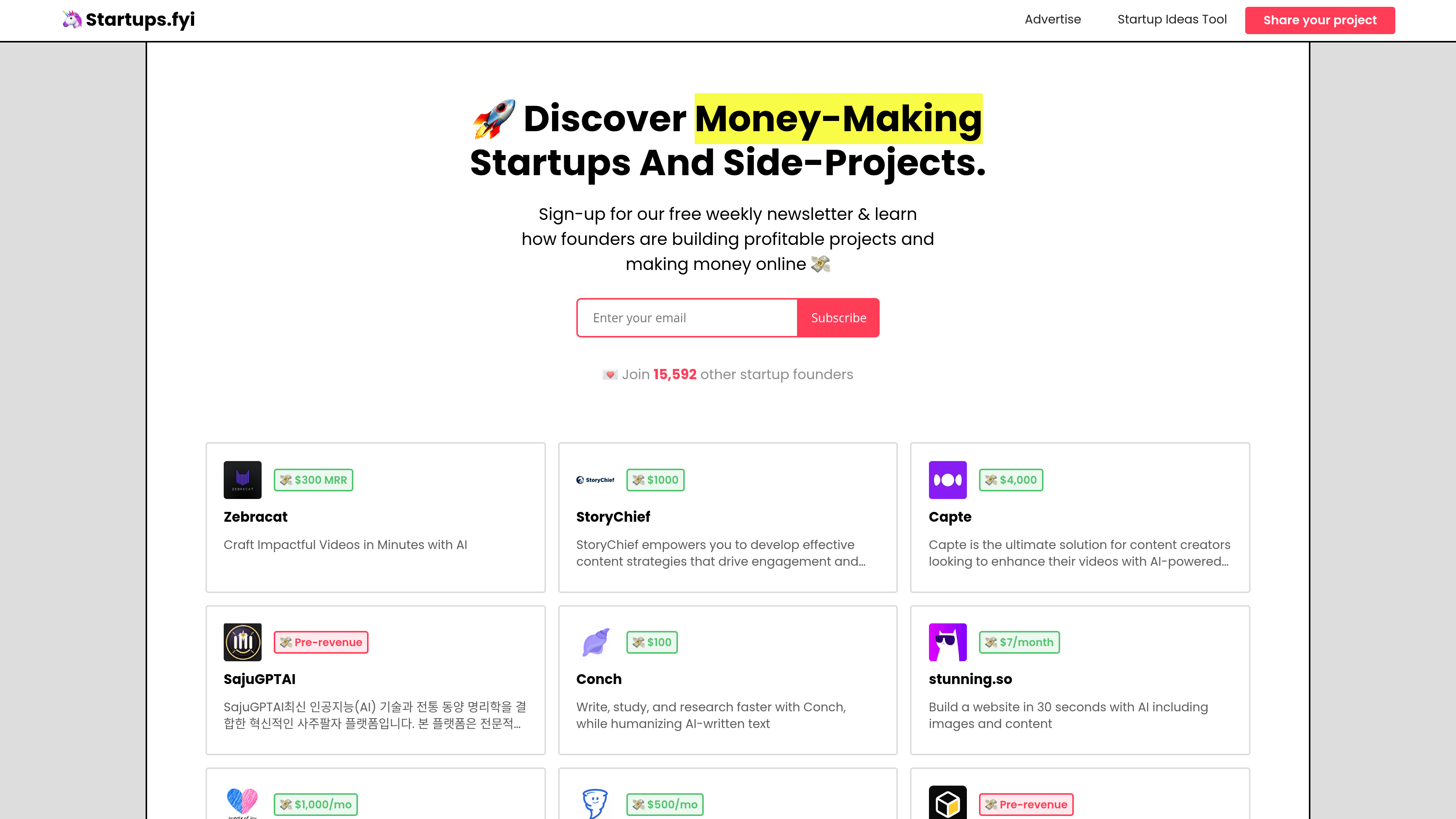Startups FYI website preview