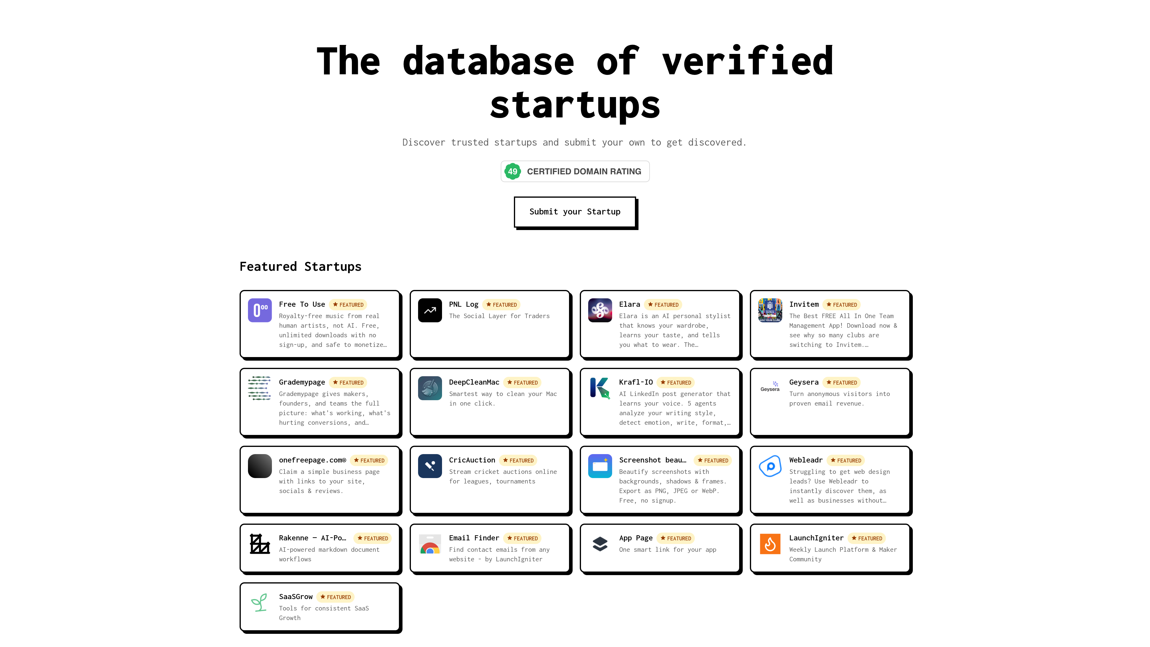 StartupTrusted website preview