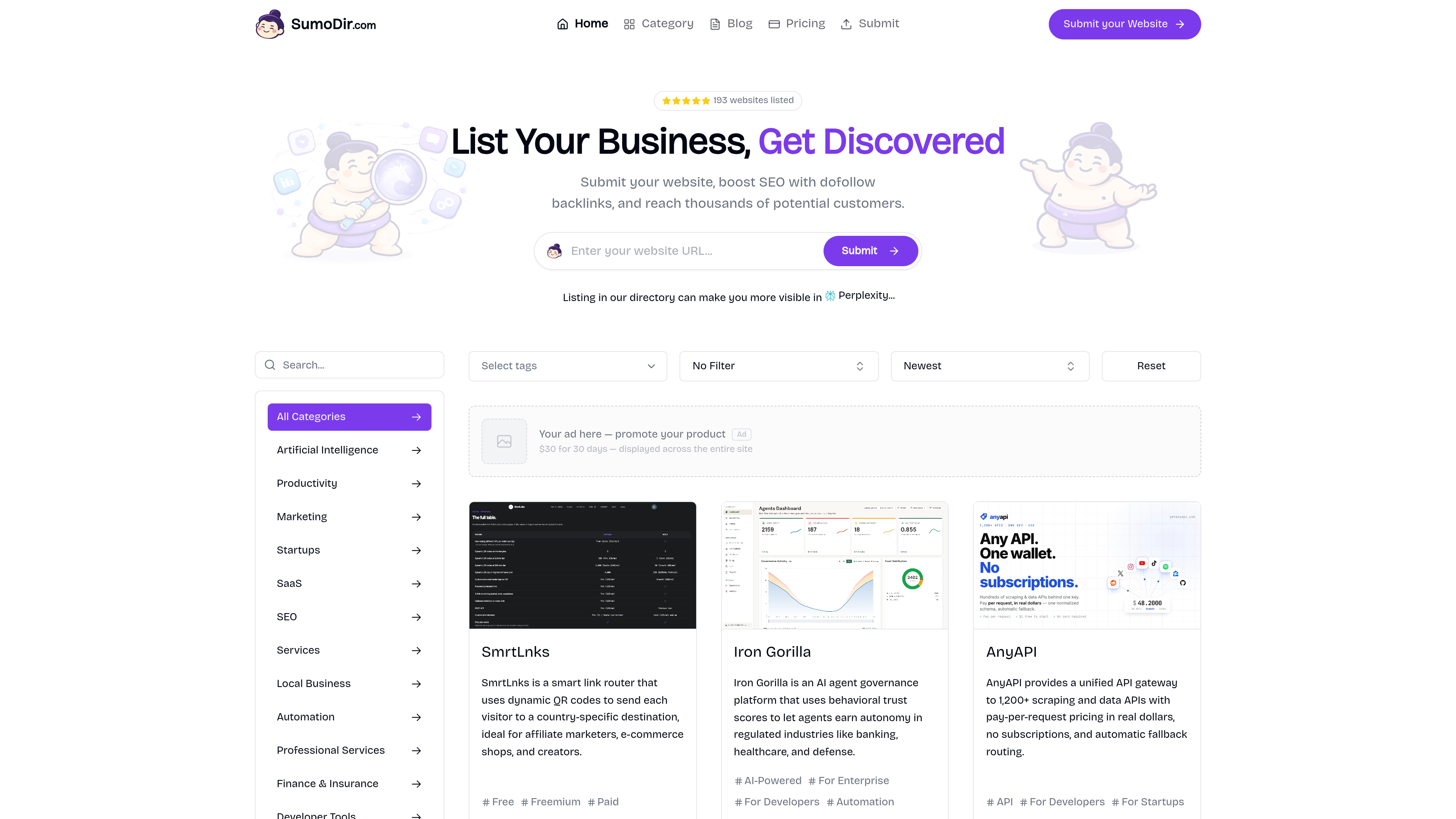 Sumodir website preview