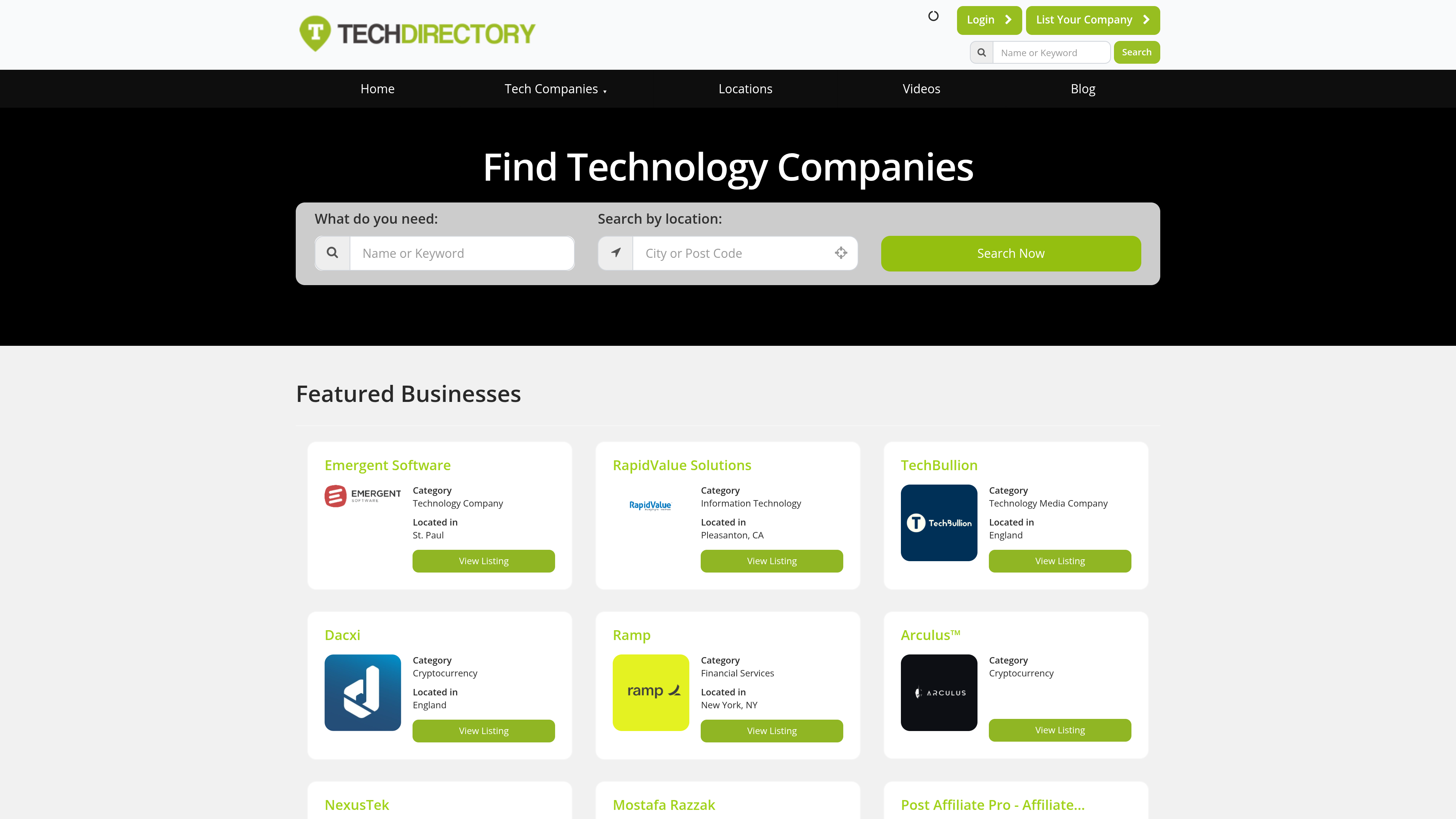 TechDirectory website preview