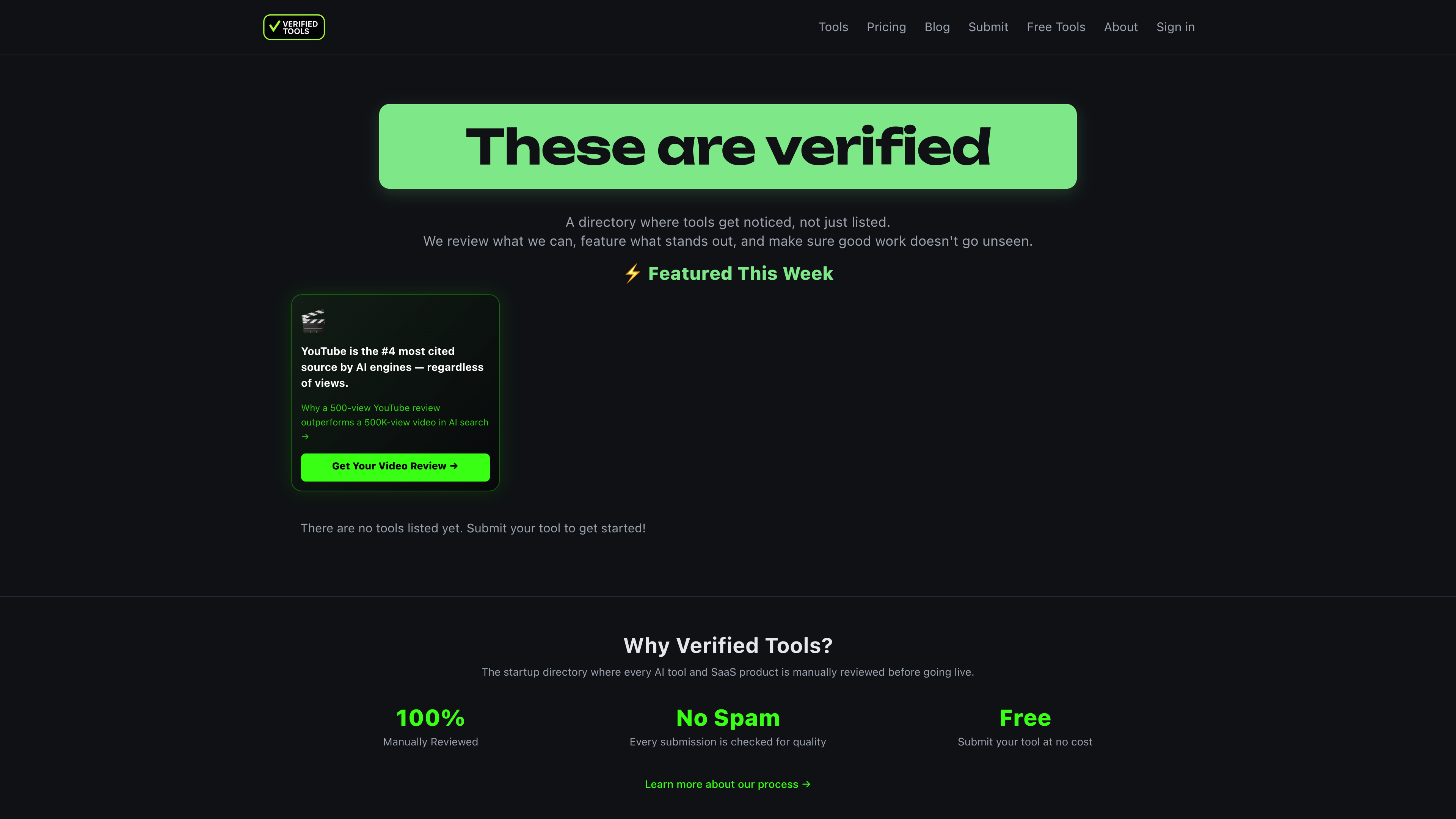 Verified Tools website preview